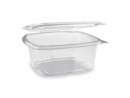 Caserolă (rPET) cu capac pătrată transparentă 1500ml [50 buc]