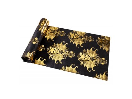black velvet table runner gold baroque skull 28cm x 3m