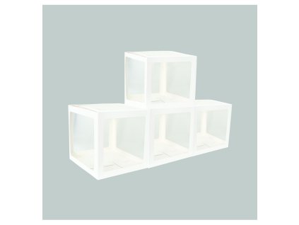 4 carton cubes w plastic white 30cm x 30cm x 30cm
