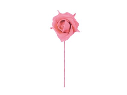 set of 6 pink roses on stem dia 5cm
