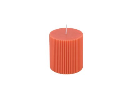 tangerine fluted pillar candle dia 7cm x 7 5cm