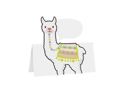set 6 table place cards llama 8cm x 8cm
