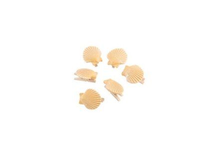 Dekoračné drevené štipce - Mušle 6 ks