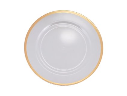 clear w golden border ps under plate dia 33cm