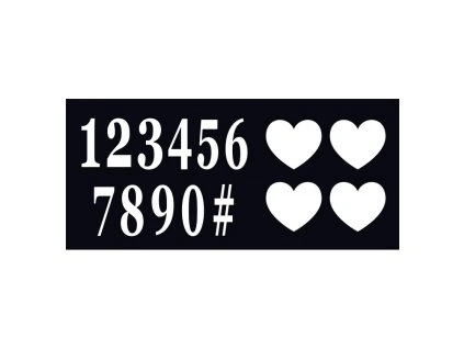 Sada nálepiek - Biela čísla 0-9 a srdiečka