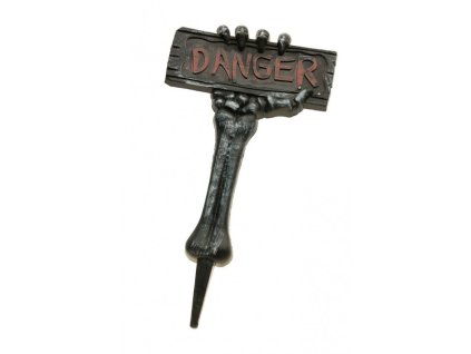 danger board in zombie hand to plant 28cm x 2cm x 53cm