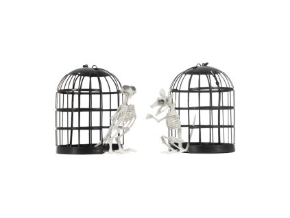 skeleton raven rat in cage 2 ass dia 17cm x 23cm