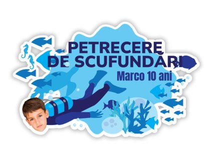 Suport personalizat pentru farfurie - Aniversare Albastră