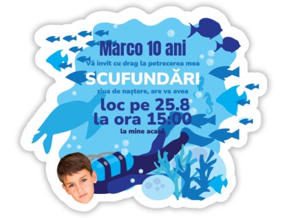 Invitații personalizate 6 bucăți - Petrecere în Albastru