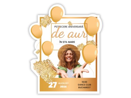 Invitații personalizate 6 bucăți - Petrecere Aurie