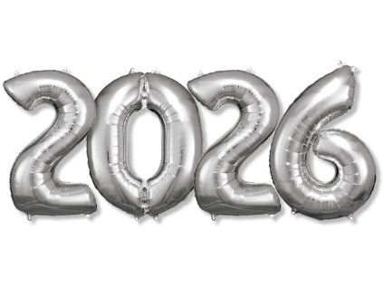 Set balónov 2026 - strieborný 86cm