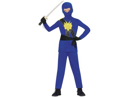 Detský chlapčenský kostým - Modrý Ninja bojovník (Mărimea - Copii S)