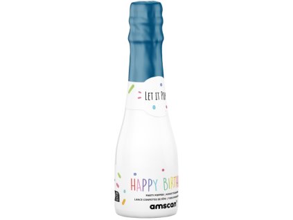 Sticlă cu confetti - multicoloră - 16 cm sticlă albastră