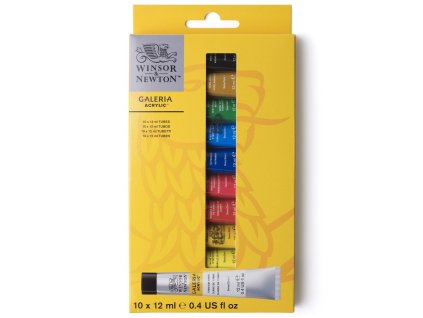884955074169 W&N GALERIA ACRYLIC COLOUR 10X12ML SET [FRONT] 884955074169