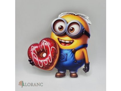 Magnet pentru tort - Minion cu gogoașă în formă de inimă