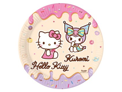 Farfurii de hârtie - Kuromi și Hello Kitty 23 cm