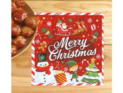 109138 5 papierove servitky merry christmas 20 ks 16 5 x 16 5 cm
