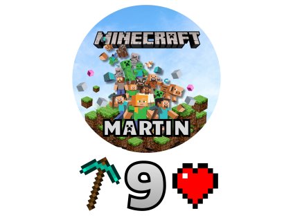 Jedlý personalizovaný obrázok na tortu - Minecraft (Dimensiune hârtie comestibilă Fondant 0,5 mm)