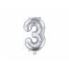 Fóliový balón Mini - Číslo 3 strieborný 35cm