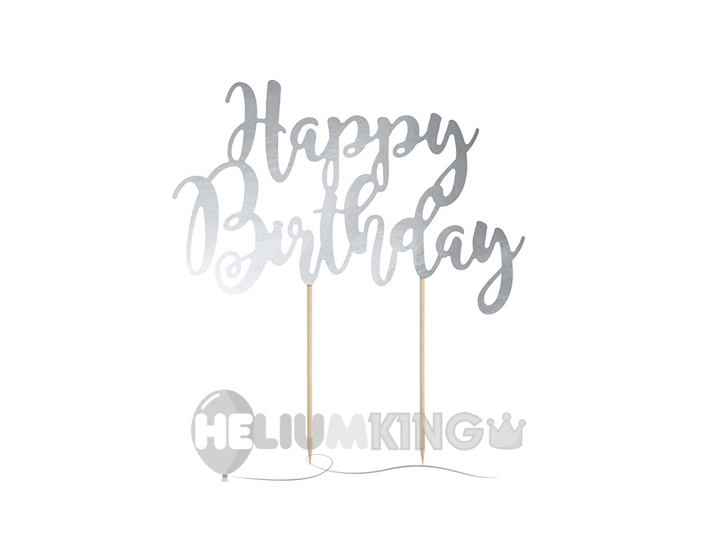 Okras za torto " Happy Birthday" - srebrna