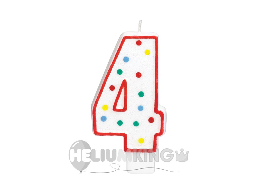 Velika rojstnodnevna sveča 4 - bela s pikami