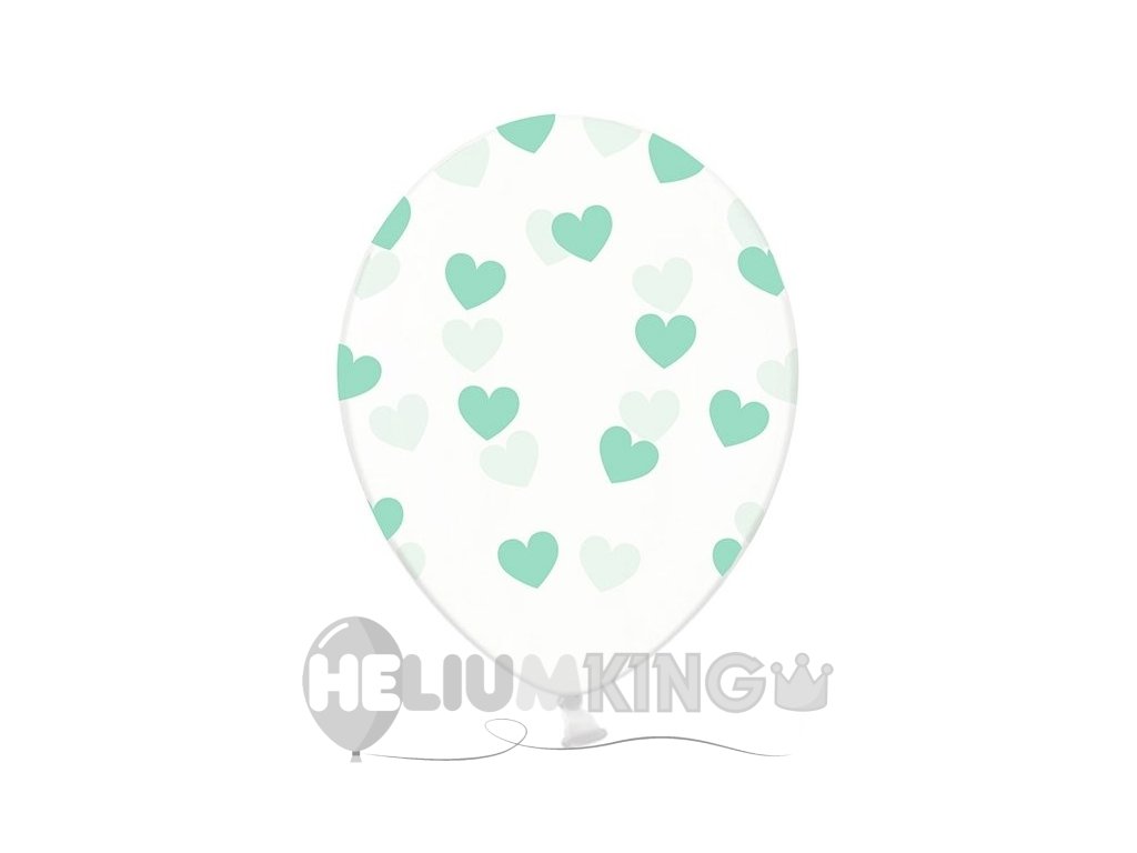 Balon- prosojen z zelenimi srčki