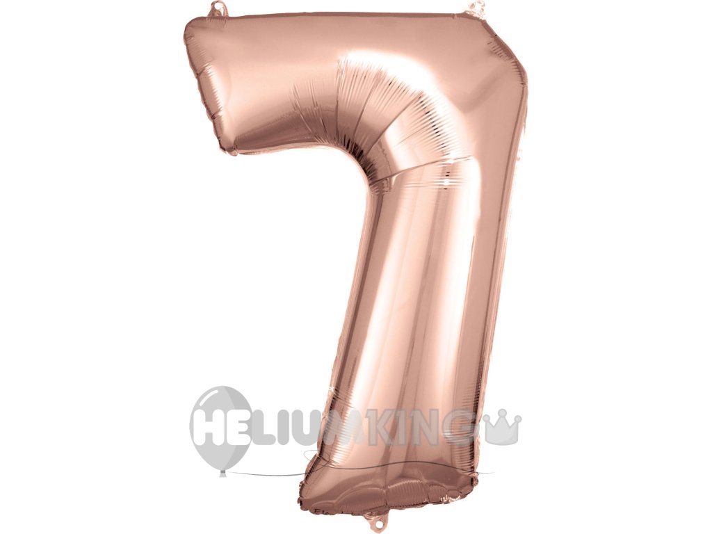 Balon iz folije za rojstni dan številka 7 - rožnata in zlata 86 cm