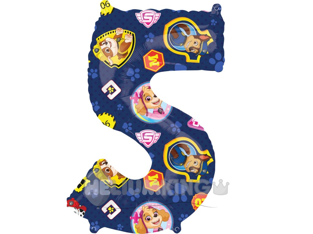 Foil rojstni dan balon številka 5 - Paw Patrol 66 cm