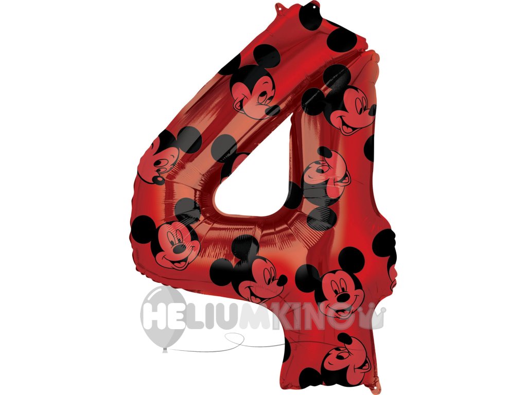 Balon iz folije za rojstni dan številka 4 - Mickey Mouse 66 cm