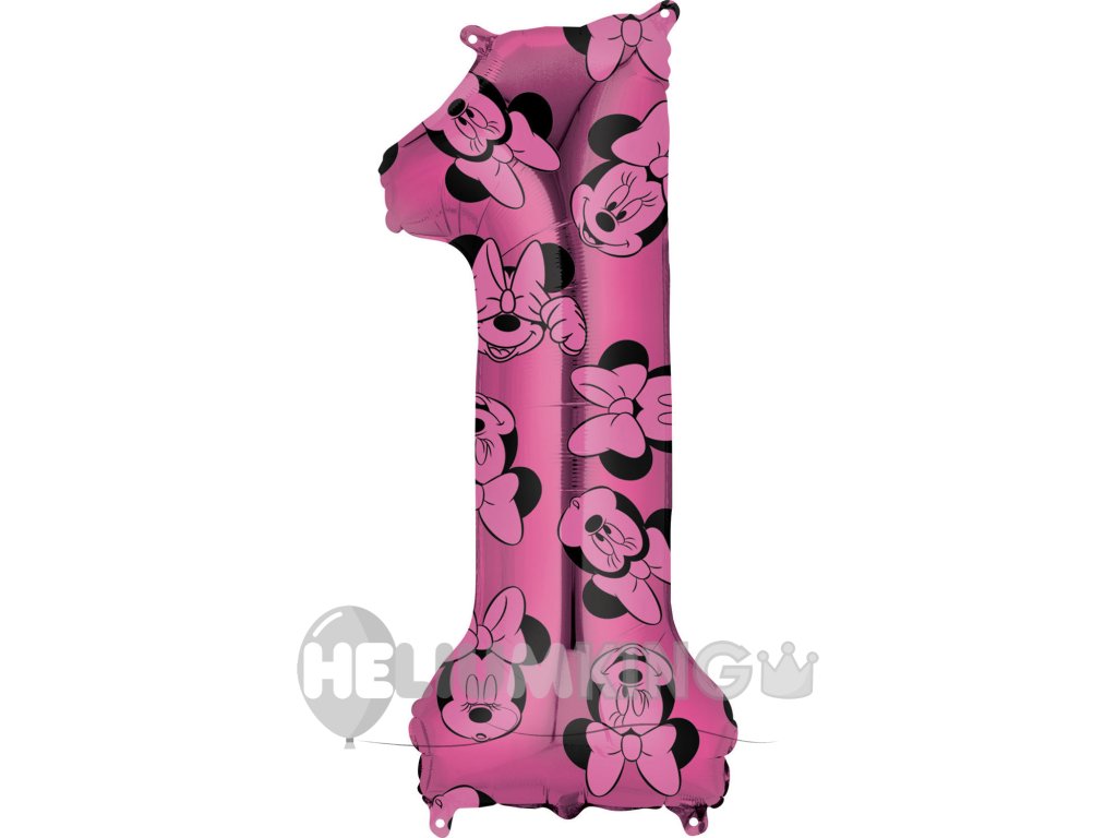 Balon iz folije za rojstni dan številka 1 - Minnie 66 cm