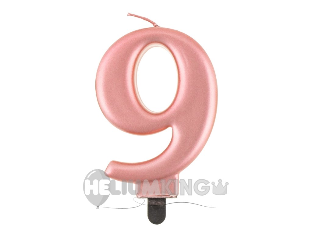 Rojstnodnevna sveča - številka 9 rožnato zlata
