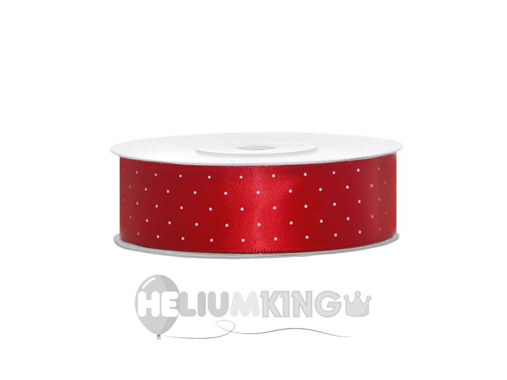 Pikčast satenasti trak rdeč 25 mm/25 m