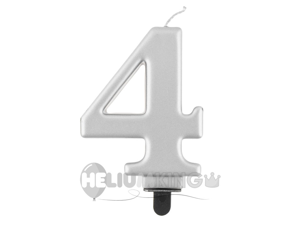 Rojstnodnevna sveča 4 kovinsko - srebrna