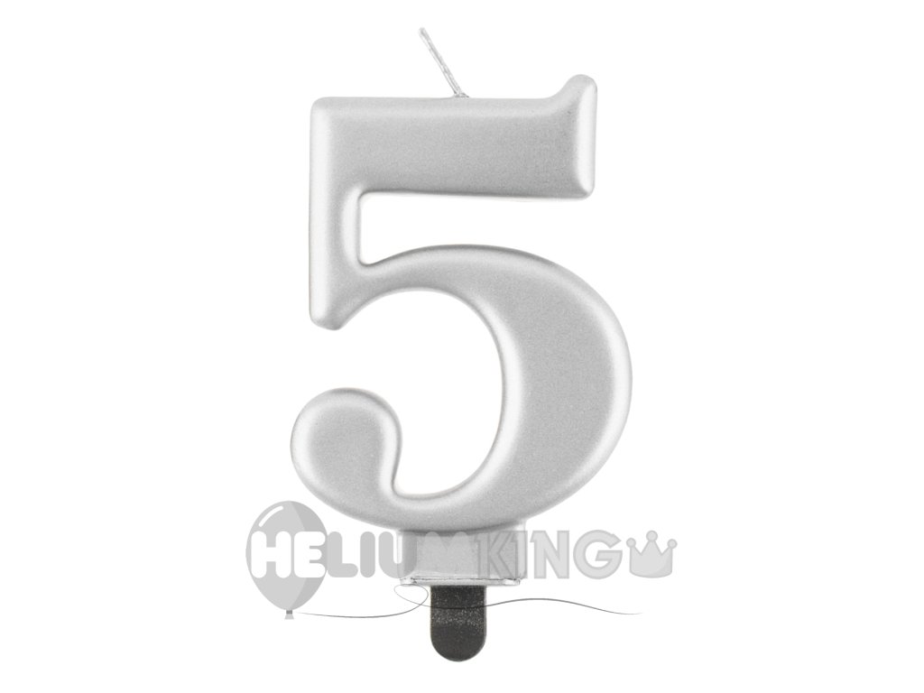 Rojstnodnevna sveča 5 kovinsko - srebrna