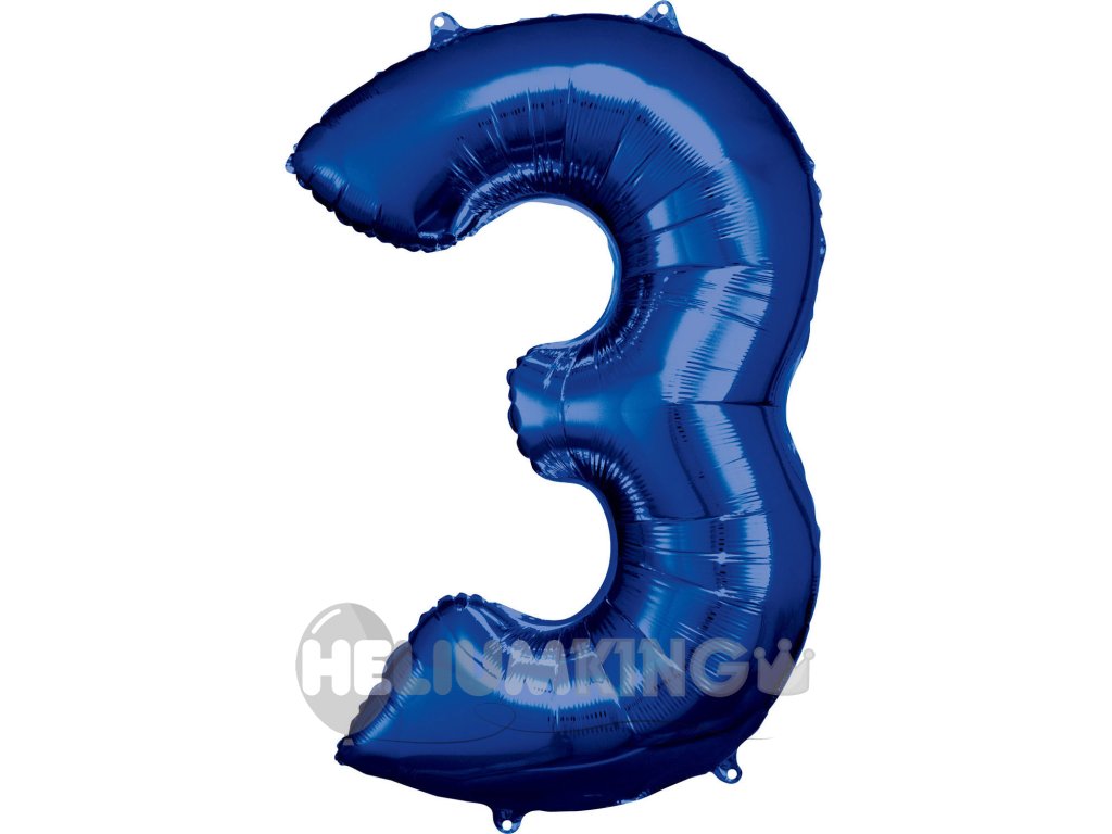 Foil rojstni dan balon številka 3 modra 86cm