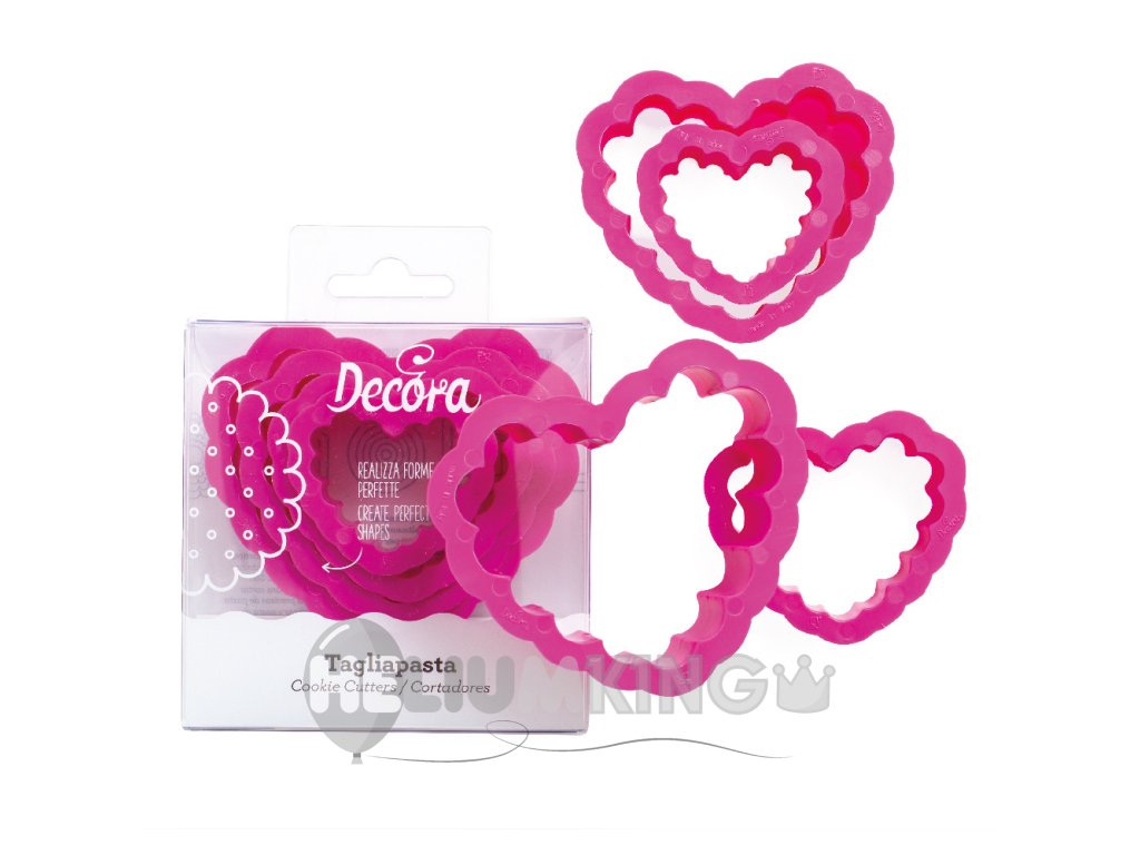 Komplet modelčkov za piškote -  valovito srce 4 kos