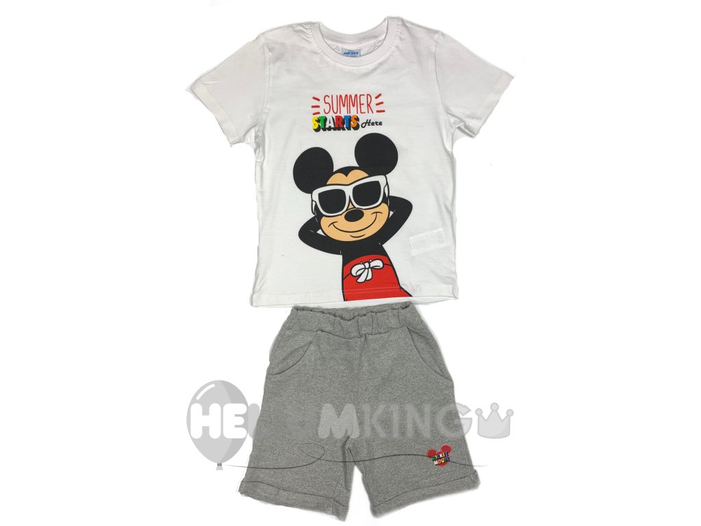 Fantovski poletni komplet majica in hlače - Mickey Mouse siv