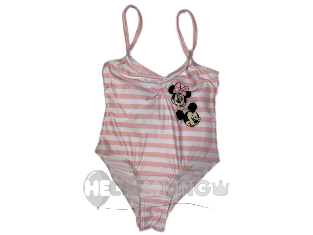 Enodelne kopalke - Minnie Mouse - črtaste roza