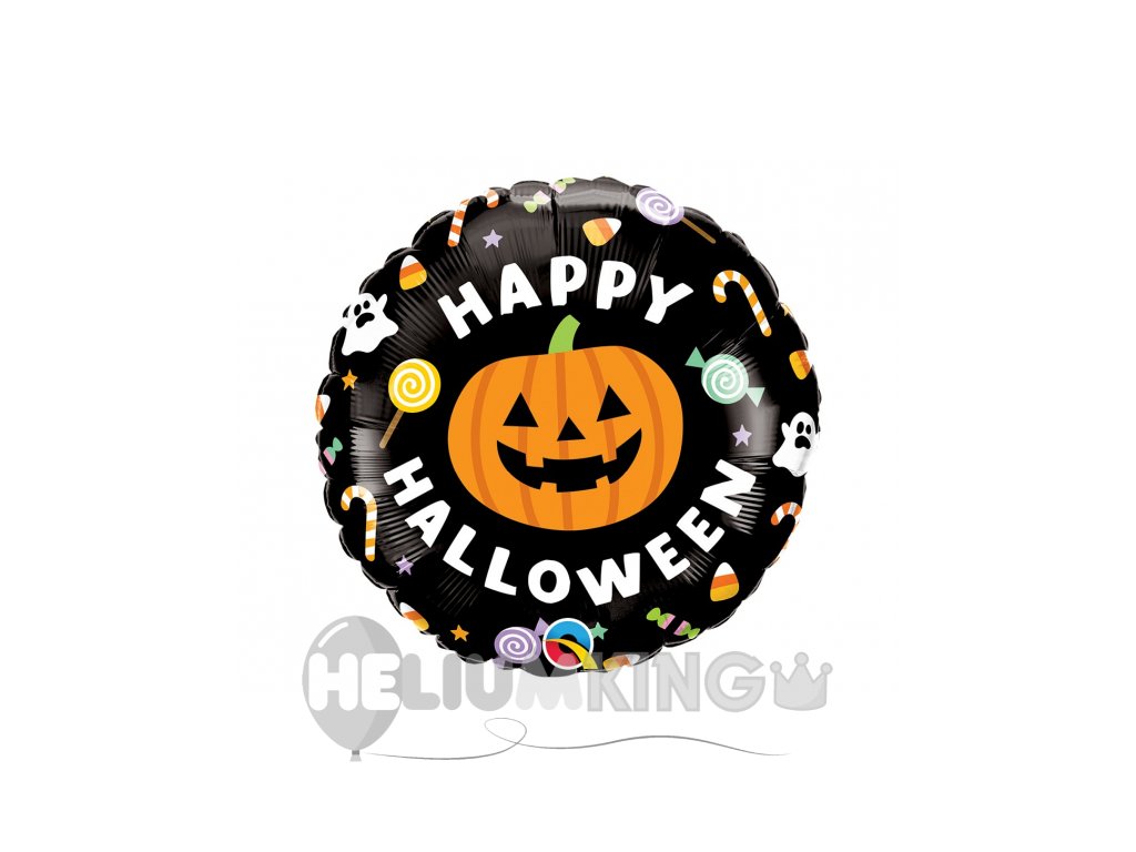 Balon iz folije - Veselo noč čarovnic črn krog