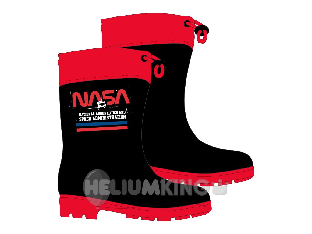 Dečki gumijasti škornji - NASA, črni - rdeči