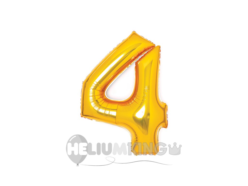 Balon iz folije - številka 4, zlata, 66 cm