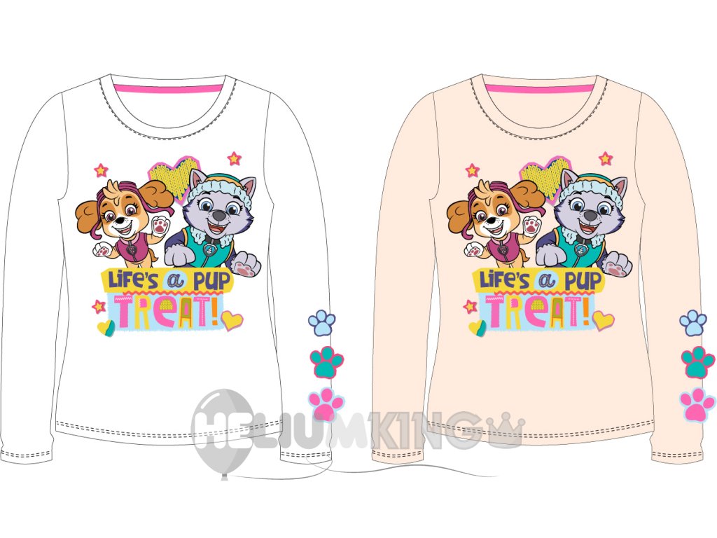 Dekliška majica z dolgimi rokavi - Paw Patrol Sky, bela