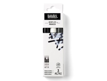 887452003007 LQX ACRYLIC MARKER SET 3X 2 4MM MONOCHROMES [FRONT] 887452003007