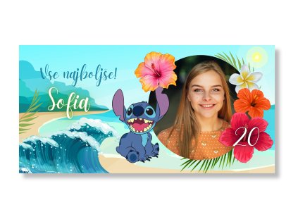 Rojstnodnevni transparent s fotografijo - Lilo in Stitch