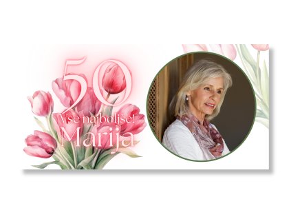 Rojstnodnevni transparent s fotografijo - Tulip 50. rojstni dan