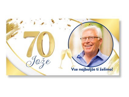 Rojstnodnevni transparent s fotografijo - Golden 70