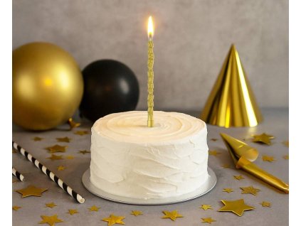 Svečka Happy Birthday - zlata 13 x 0,7 cm 1 kos
