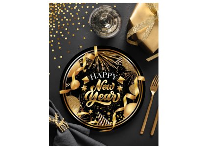 Papirnati krožniki 23 cm - Happy New Year, 6 kosov
