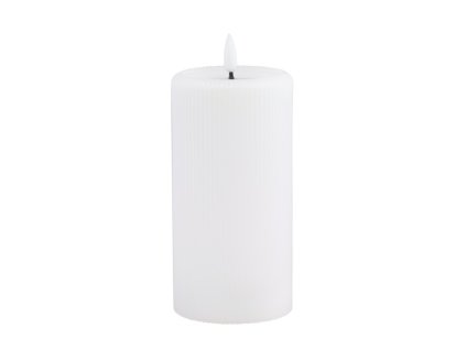 led striped white wax candle melting effect with timer dia 7 5cm x 15cm