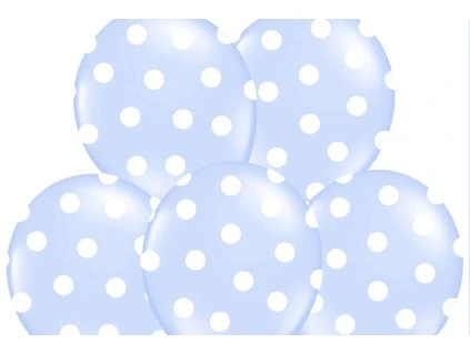 Balón svetlomodrý - Biele bodky 30 cm